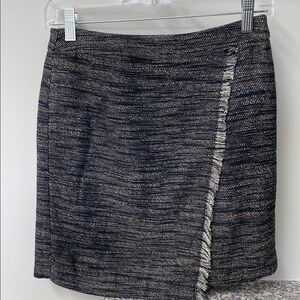 LOFT Gray Asymmetrical Ruched Pencil Skirt
